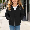 thumbnail image 4 of Staki Girls Lightweight Zip-Up Hoodie for Kids Soft Casual Hooded Sweatshirt 4-15Y(Black,6-7 Years), 4 of 7