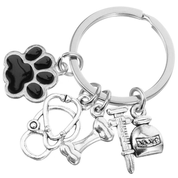 Veterinary Keychain Bag Charms Cute Paw Print Bulk Fob The Dog Necklace Pendants Zinc Alloy