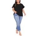 thumbnail image 2 of Blusas de verano de talla grande para mujer Agnes Orinda, con volantes, manga corta, cuello redondo, camisetas casuales 4X negras, 2 of 5