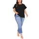 thumbnail image 2 of Blusas de verano de talla grande para mujer Agnes Orinda, con volantes, manga corta, cuello redondo, camisetas casuales 4X negras, 2 of 5