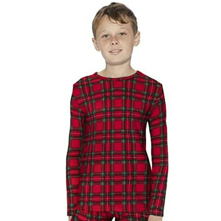 Rocky Thermal Underwear Shirt for Kids Base Layer Long Johns for Boys, Red  Plaid Large
