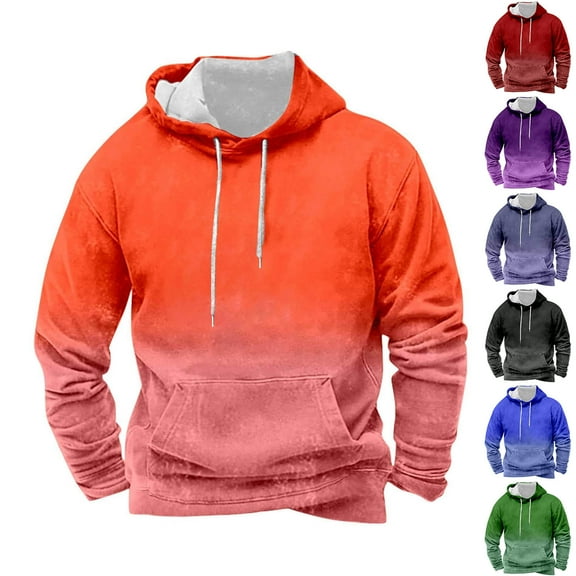Namayuj Hoodies for Men Fall Gradient Hooded Sweatshirt Trendy Pullover Tops Comfort Long Sleeve Hoodie with Pcokets