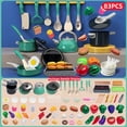 thumbnail image 2 of LYMAYTER Toddler Mini Pretend Cooking Set 28/61/71/83/86Pcs Kids Realistic Kitchen Cookware Play Food Learning Toy Green, 2 of 7