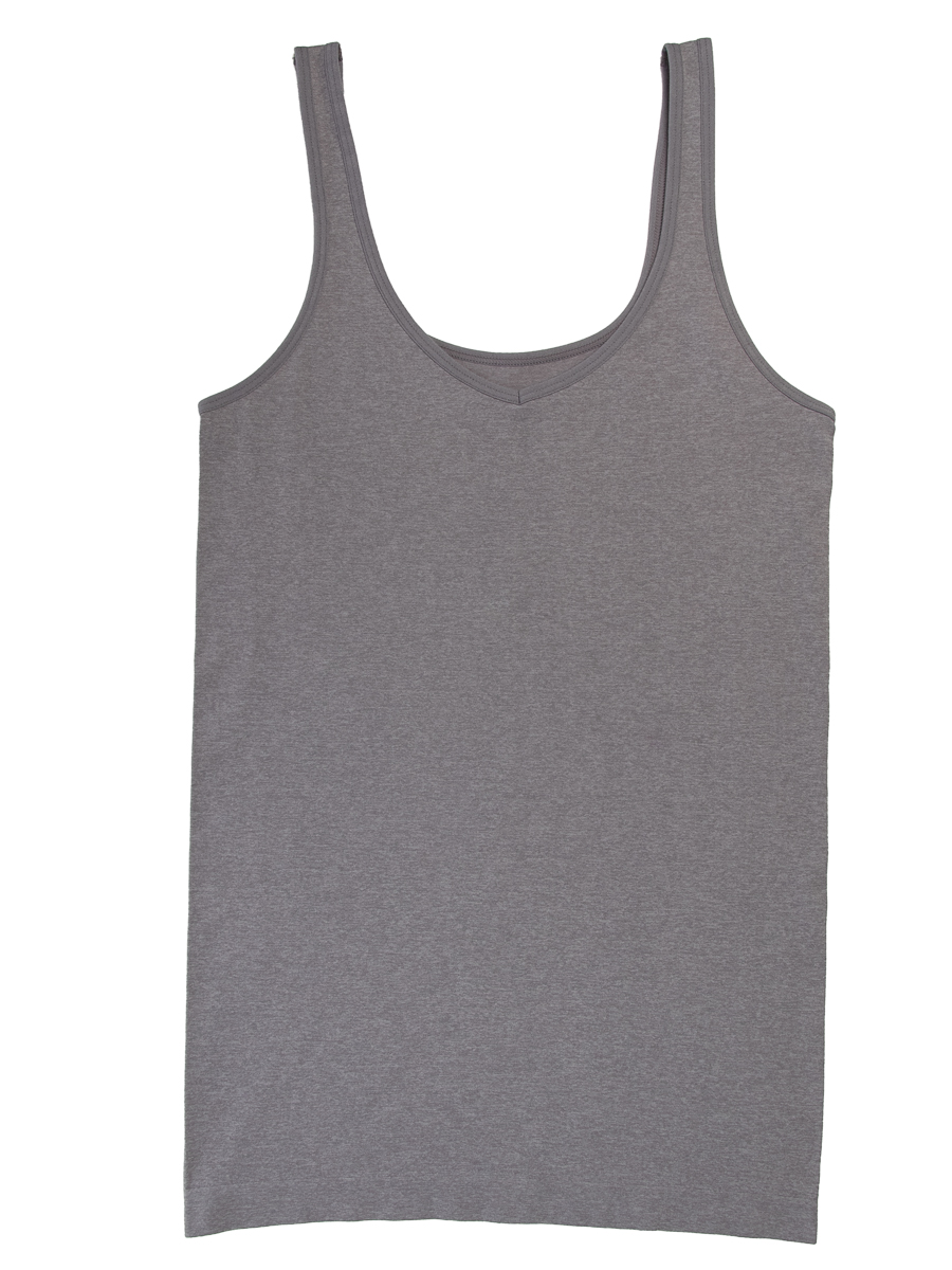Ellen Tracy Women's Seamless Smooth Wide Strap Reversible Scoop/V-Neck Camisole (Heather Grey