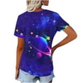 thumbnail image 5 of Fesfesfes Women Tops Women's Fashion Casual Print Astral V-neck Short Sleeve T-shirt Fitted Shirts for Women 3XL(US:14), 5 of 5