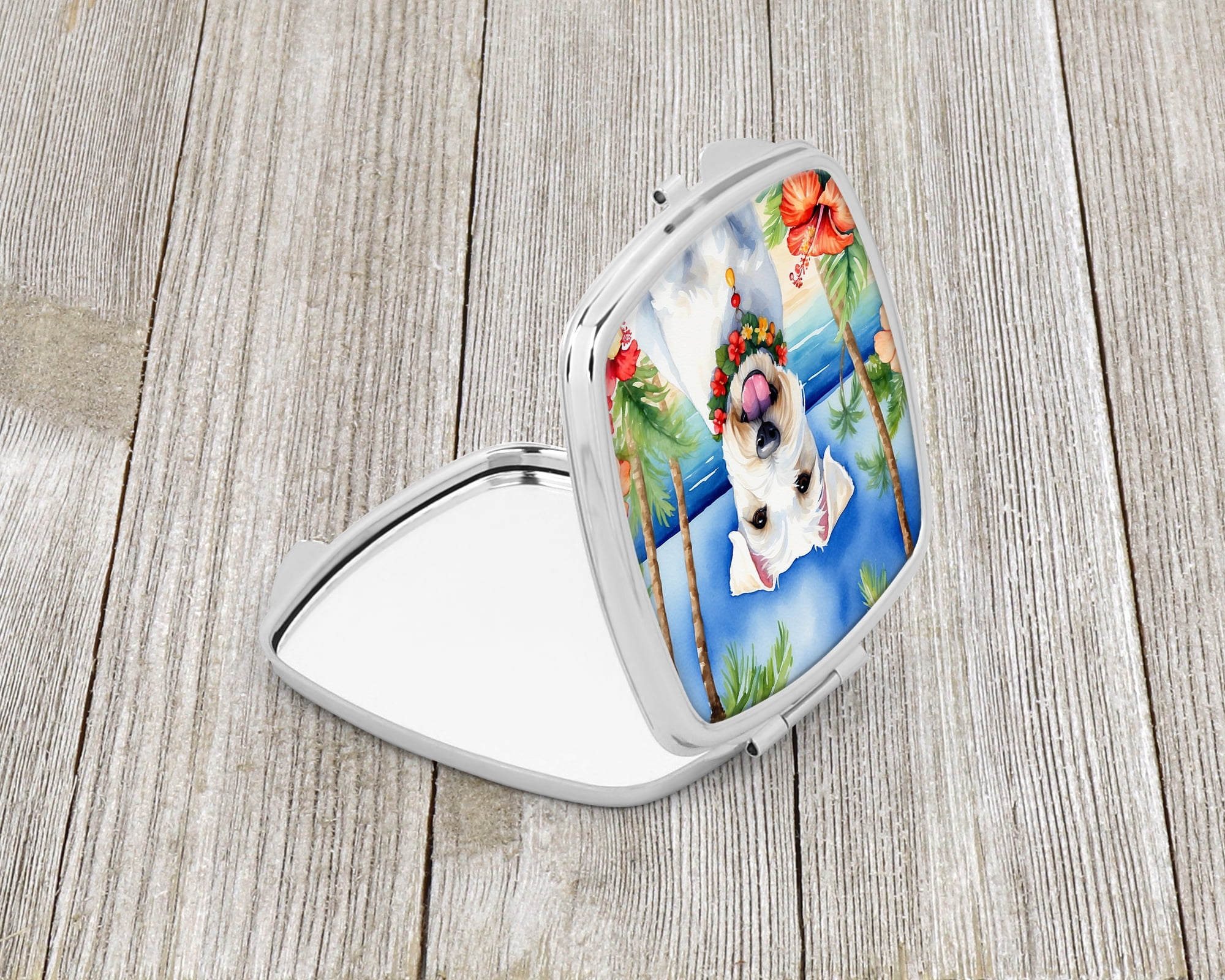 Sealyham Terrier Luau Compact Mirror 2.75 in x 3 in