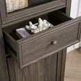thumbnail image 4 of Farmhouse Storage Cabinet,Freestanding Cabinet with 2 Doors and 1 Drawer,Glass Display Cabinet Ample Storage Space for Living Room,Kitchen,Office (Brown), 4 of 8