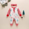 thumbnail image 2 of Combinaison à Manches Longues Bébé Noël Romper Automne Arbre Rayures Imprimé Boutons Entrejambe, 2 of 7
