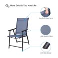 thumbnail image 3 of Set of 2 Folding Chairs with Arms, Portable Patio Chairs, Sling Back Chairs for Lawn, Pool, Courtyard, Balcony & Garden (Blue), 3 of 5