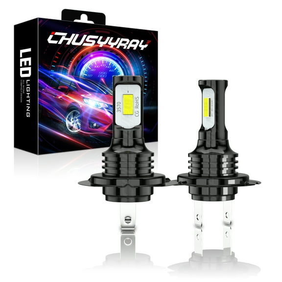 Motorcycle LED Headlight H7 6000K Bright White Bulbs High/Low Beam Plug&Play Set of 2