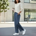 thumbnail image 6 of Feancey Barrel Sweatpants Women High Waisted Casual Baggy Pants Solid Color Loose Fit Wide Leg Pants Fashion Lounge Trouser with Pockets Navy XL, 6 of 10