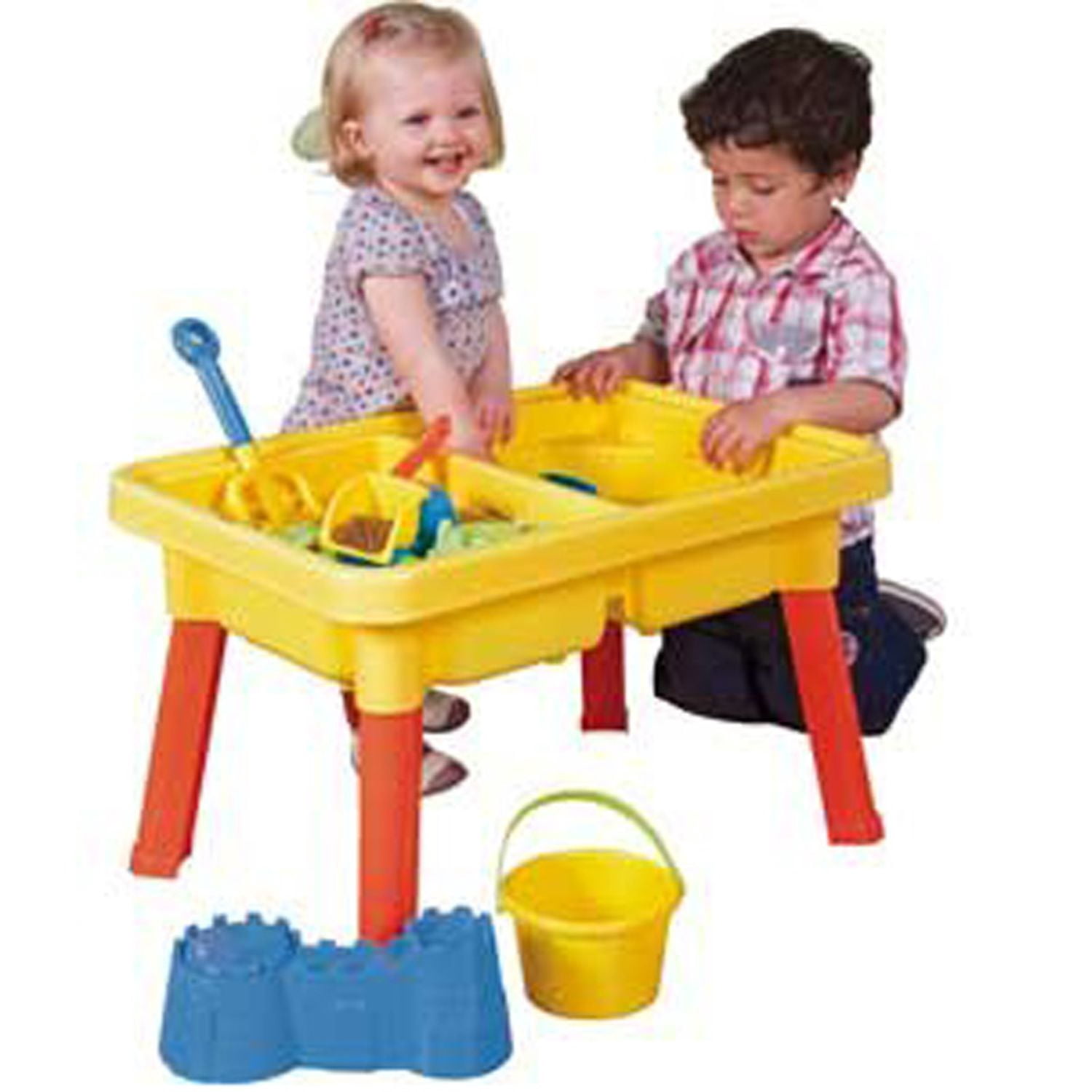 Sandbox Castle 2-in-1 Sand and Water Table with Beach Playset 23"L x 17"W x 15"H.