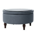 thumbnail image 5 of Abble Diameter 32 inch Denim Blue Fabric Upholstered Buttons Tufted Round Storage Cocktail Ottoman, 5 of 9