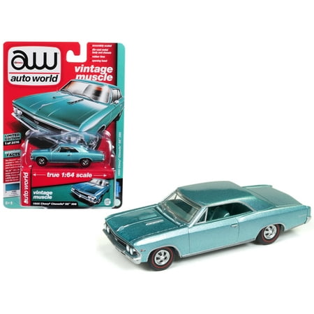 Chevrolet Chevelle Carpet - 1966 Chevrolet Chevelle SS Artesian Turquoise Limited Edition to 2,016 pieces Worldwide 1/64 Diecast Model by Autoworld