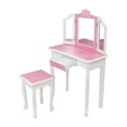 thumbnail image 2 of SESSLIFE Kids Vanity Table and Chair, Children Vanity Set with Mirror, Makeup Dressing Table with a Drawer，Play Vanity Set for Girls, Pink and White, 2 of 10