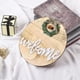thumbnail image 3 of Welcome Door Sign with Logo, Wreath, Porch Decor, Wooden Pendant with Artificial Green Plants and Arches, Suitable for Villa Facade, Farmhouse, Yard, 3 of 5