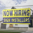 thumbnail image 2 of Now Hiring Sign Installers 13 oz Heavy Duty Vinyl Banner Sign Installer Jobs Available Help Wanted Sign for Business Advertising Indoor/Outdoor Single-Sided w/ Metal Grommets (1.5x5 ft, Ye & Bl), 2 of 6