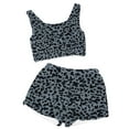 thumbnail image 3 of Women's Fuzzy Pajamas Set Cute Loungewear Sleeveless Crop Tank Top Shorts Sleepwear Lounge Sets, L, 3 of 6