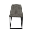 thumbnail image 3 of Benjara Ali Ottoman Bench- Open Metal Frame- Gray Tufted Faux Leather 52 Inch, 3 of 6