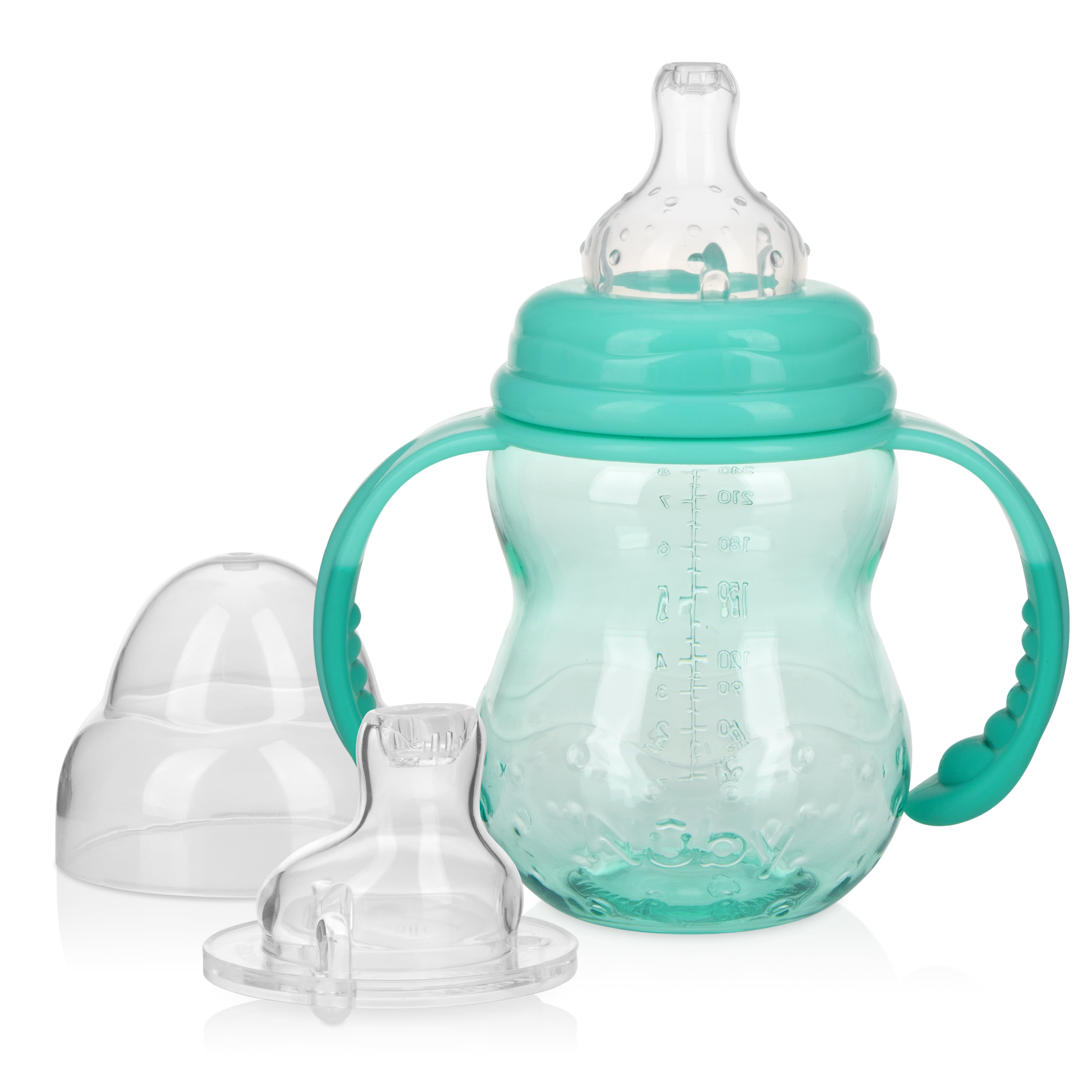 Nuby Tritan 3 Stage 8oz Wide Neck Bottle to Sippy Cup with Spout and Nipple