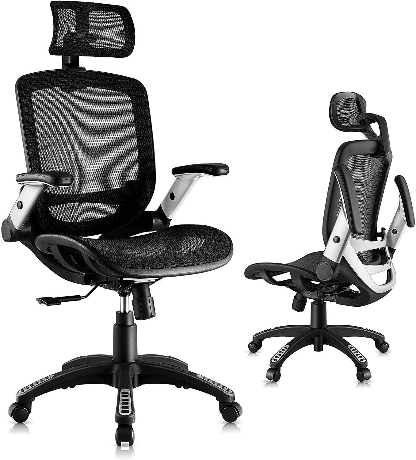 Ergonomic Office Chair Mesh Computer Chair with Lumbar Support and Armrest Swivel Chair Rolling Adjustable Desk Chair,Black