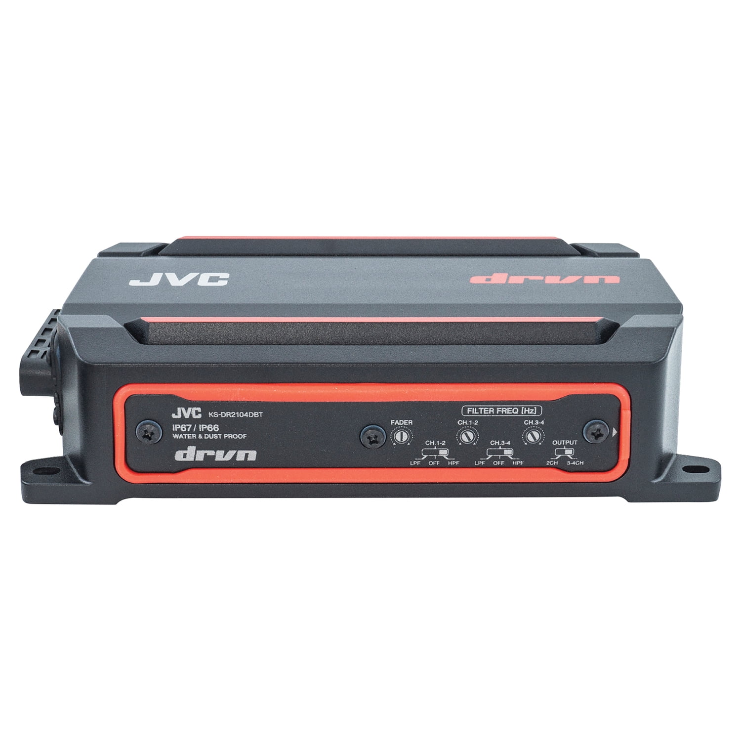 JVC KS-DR2104DBT DRVN DR Series 600W 4-Channel Compact Marine/Powersports Class D Amp with Bluetooth and Remote
