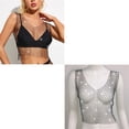thumbnail image 4 of Wangsaura Women Rhinestone Mesh Tank Top, Sleeveless Crew Neck/V-neck Shiny  Tops, 4 of 5