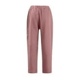 thumbnail image 4 of longantii Capri Pants for Women Cotton Linen Straight Wide Leg Capris Casual Summer 2026 Loose Elastic High Waist Cropped Trouser Pink XL, 4 of 5