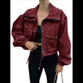 thumbnail image 2 of Chaqueta Corta para Mujer, Anorak Utilitario Extragrande con Cremallera y Bolsillos Vino Tinto L, 2 of 8