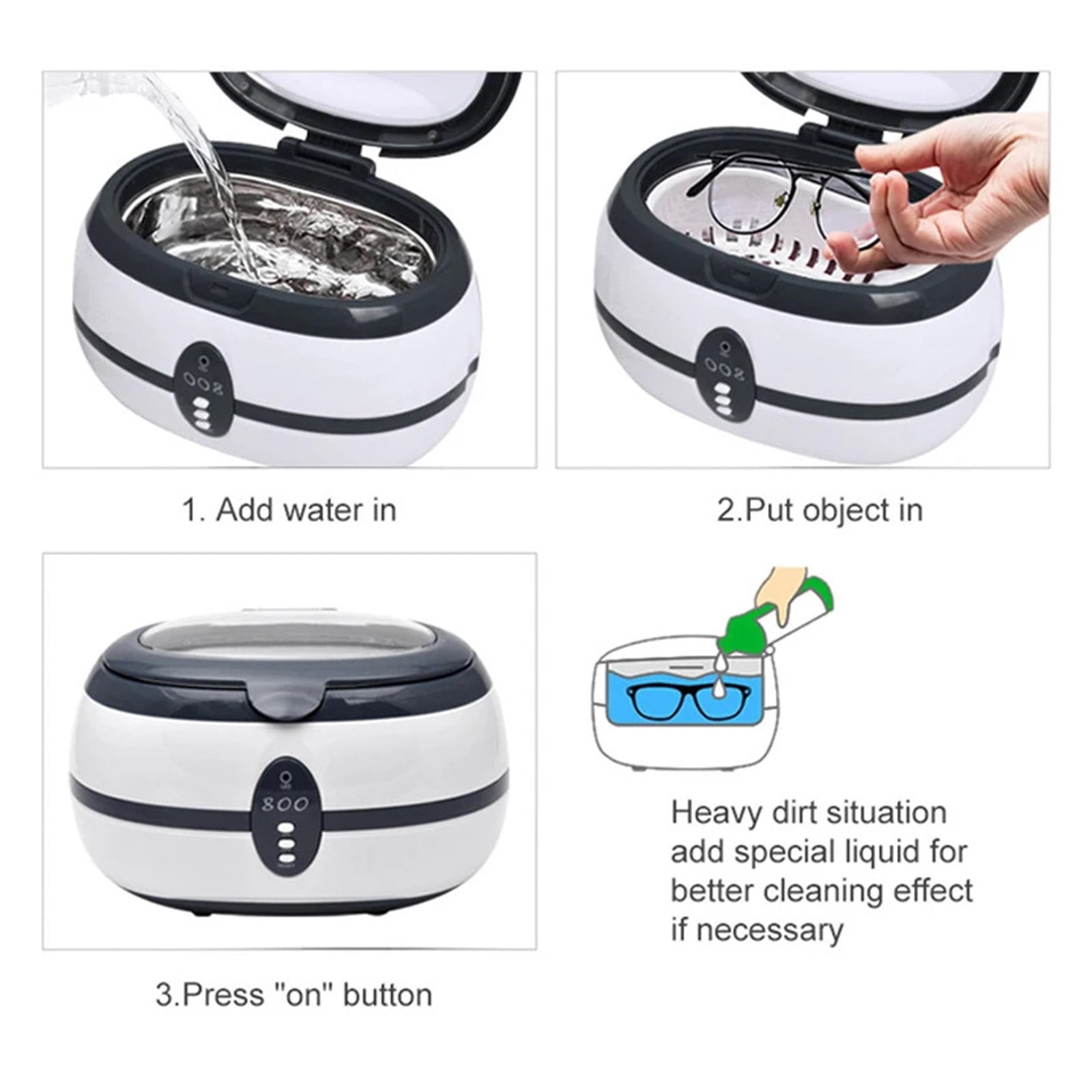 Ultrasonic Cleaner Ultra Bath Cleaner Mouth Guards Jewelry Watch Glasses Ultrasound
