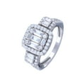 thumbnail image 4 of Rhodium Plated 925 Sterling Silver Past Present Future Bridal Ring White CZ Female Size 9, 4 of 4