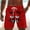 Red, variant on Mens Board Shorts Funny Face Frint Elastic Drawstring Waist Swim Trunk Summer Casual Beach Resort Stretch Bathing Suit