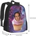 thumbnail image 2 of Nicolas Actors Cage Backpack Large Capacity Leisure Travel Backpack Book Bag Outgoing Daypack 12.5x5.5x16.5 inch, 2 of 8