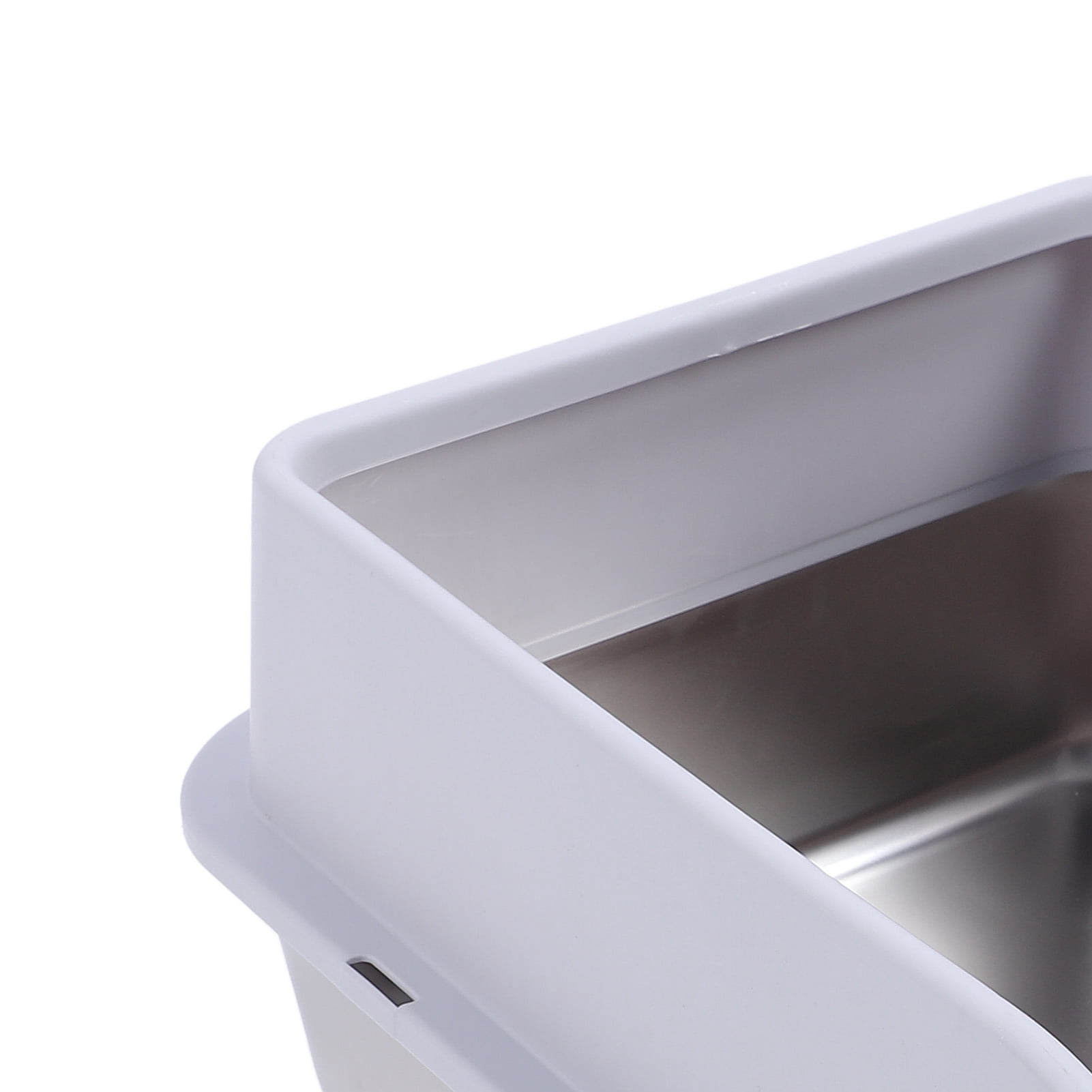 BOKYAN Large Metal Cat Litter Box Stainless Steel High Sided Anti Splashing Kitty Tray with Pedal Filter Light Grey 20 inches / 51 cm