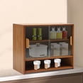 thumbnail image 2 of Wildnix Small Bamboo Kitchen Pantry Sideboard Storage Cabinet with 3 Tiers and Sliding Doors, Ideal for Home, Office, and Campground Organization, 2 of 6