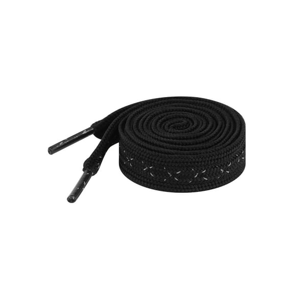 Wide Flat Cross Reflective Shoelace Braided Decorative Rope for Sneakers Skate Boots 2 Pairs Black 60cm/23.6"