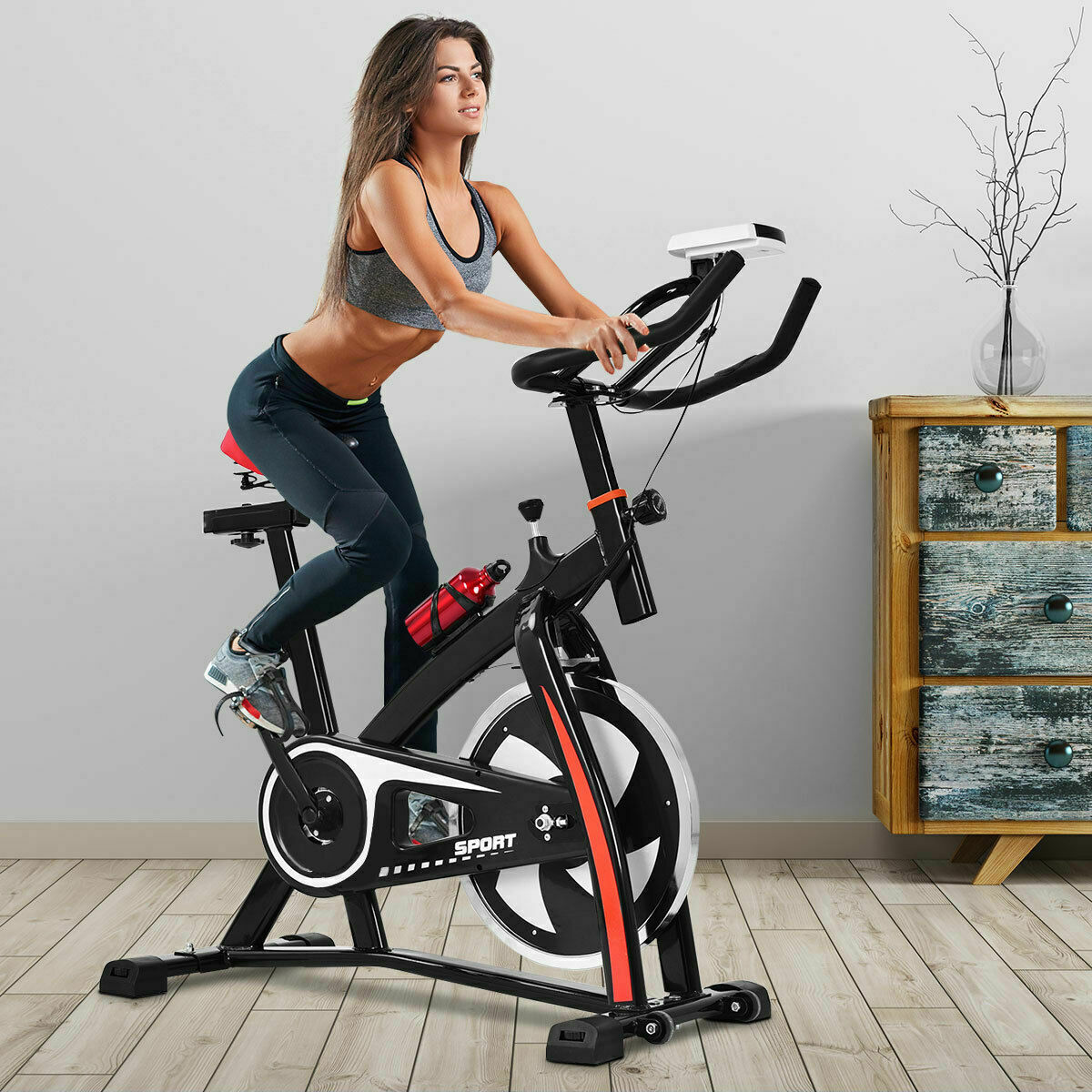 Costway Exercise Bicycle Indoor Bike Cycling Cardio Adjustable Gym Workout Fitness Home - image 2 of 9