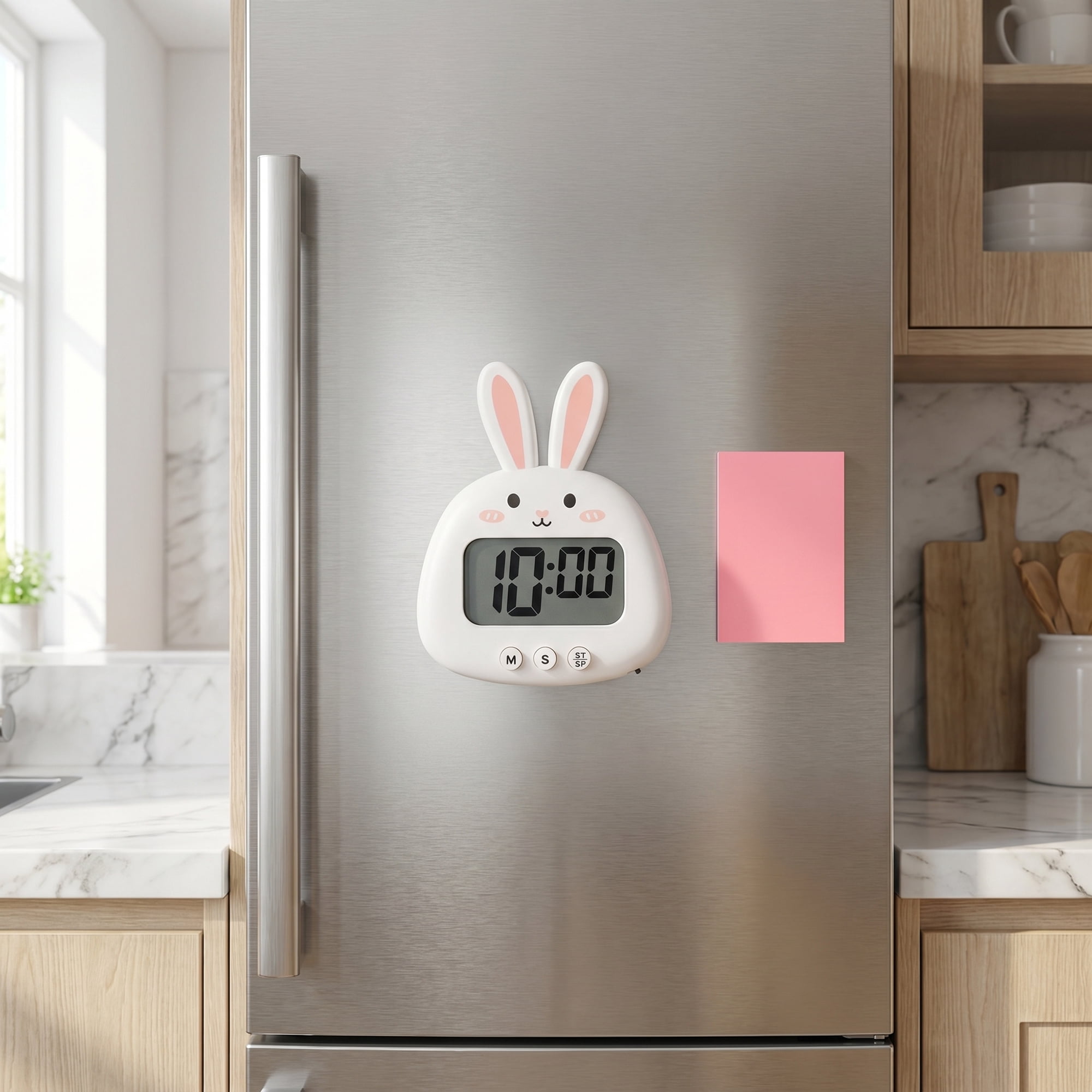Unique Bargains Digital Kitchen Timer with Loud Alarm and Magnetic Backing White Rabbit
