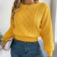 thumbnail image 6 of vigerkar Women's Cropped Crewneck Sweater Lantern Sleeve Ribbed Knit Pullover Sweater Jumper Top (Yellow, M), 6 of 8