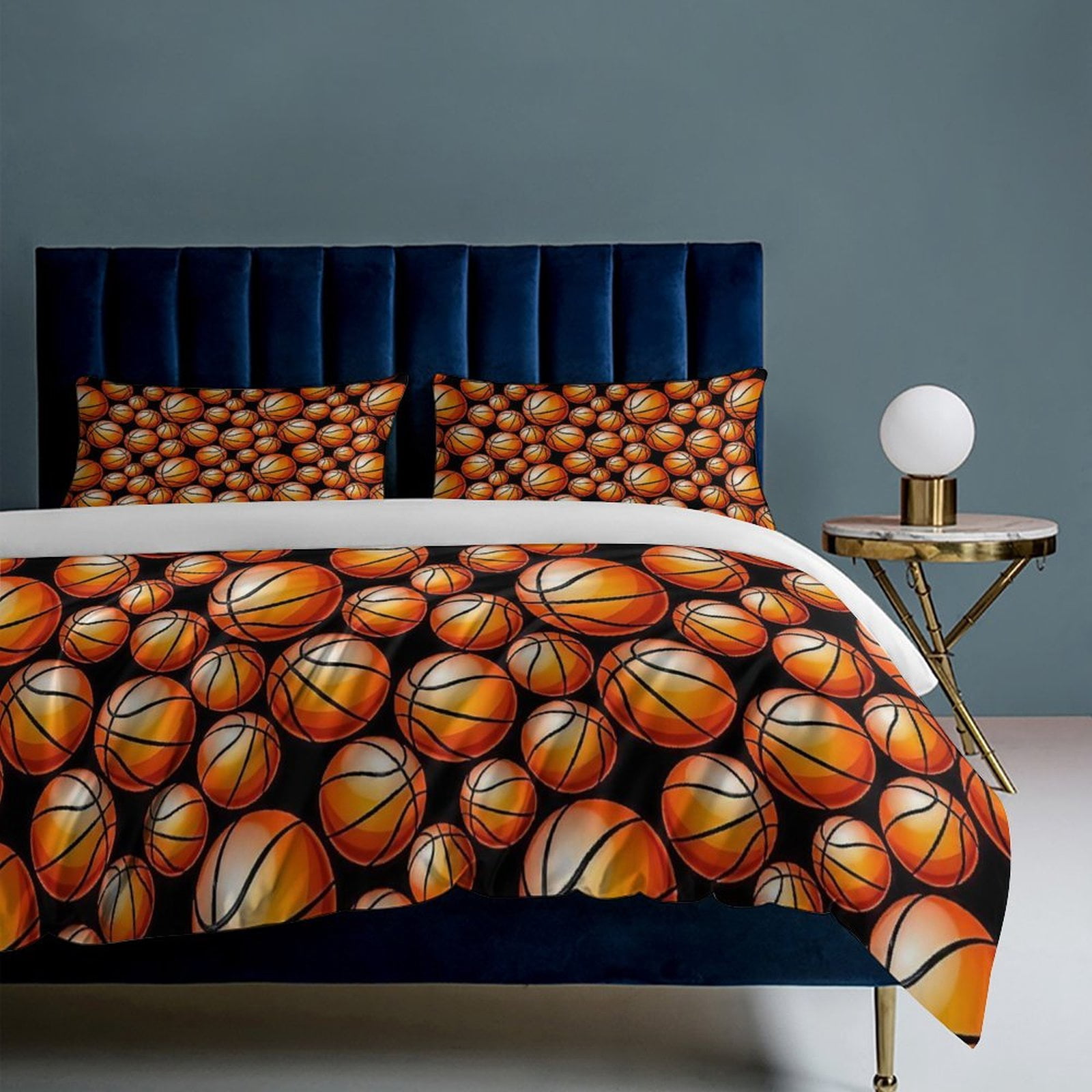 Basketball Set Duvet Cover Themed Multicolor Polyester Bedding Set Duvet Cover for Queen Size