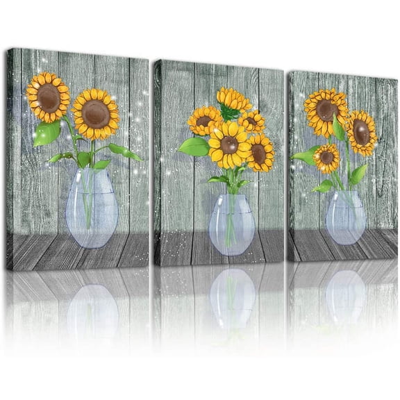 Canvas Wall Art for bedroom Wall decorations for living room kitchen wall decor Canvas Art Yellow sunflower flowers paintings bathroom Home Decoration 3 Piece Pictures Wall Artworks
