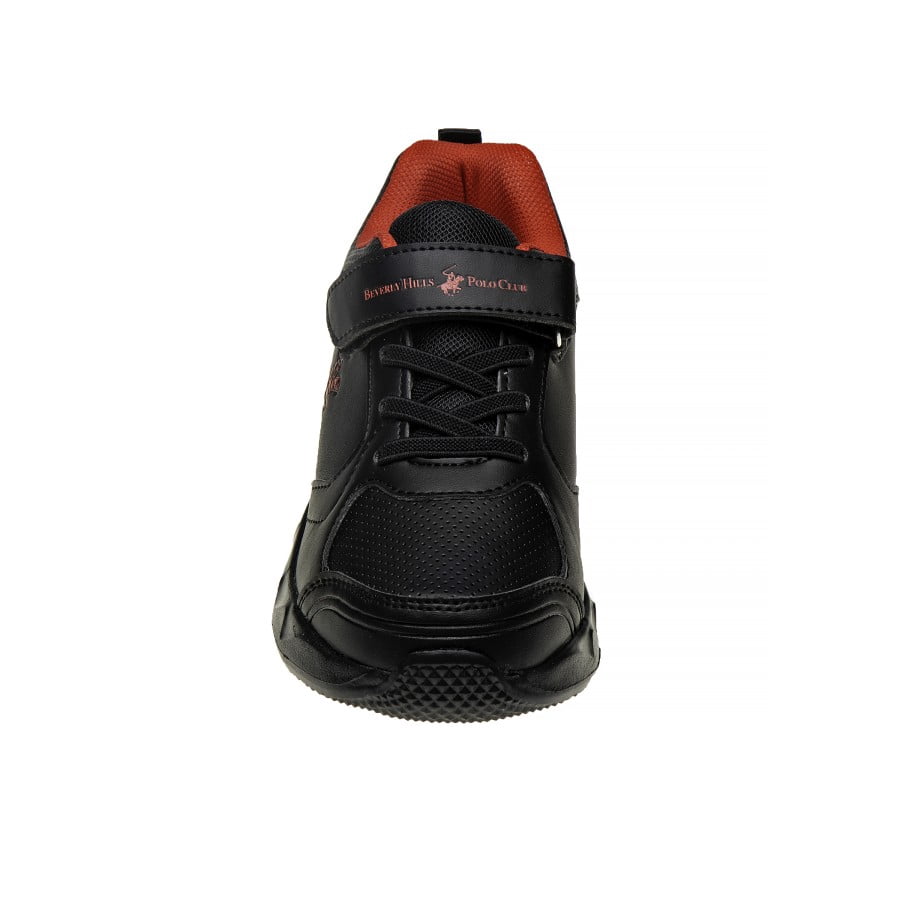 Beverly Hills Lace-up vamp with hook-and-loop closure kids sneakers - Black/Red, Size: 3