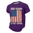 thumbnail image 4 of Mens Graphic T-shirts 250 Anniversary USA Shirt Short Sleeve Crewneck Tee Independence Day Celebration T Shirt for Men Purple L, 4 of 4