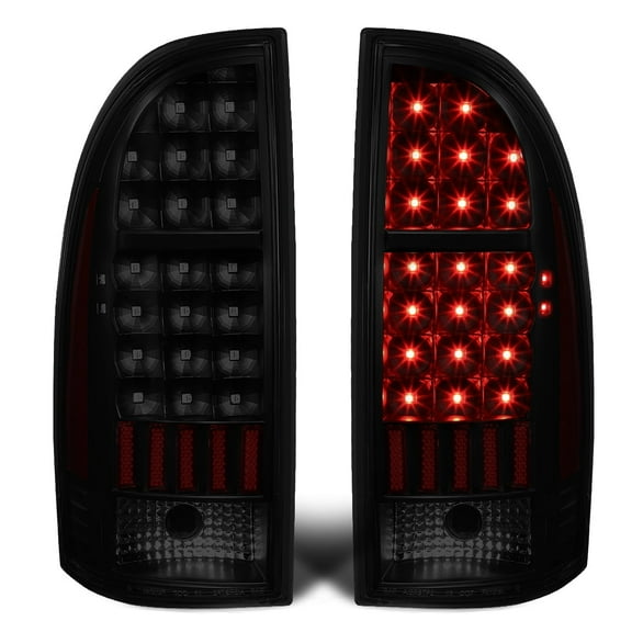 DNA Motoring For 05-15 Toyota Tacoma Full LED Black Smoked Tail light Brake Parking Lamps Pair