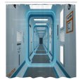 thumbnail image 3 of Ambesonne Outer Space Shower Curtain, Ufo Galactic Print, 69"Wx84"L, Blue White, 3 of 5
