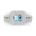 thumbnail image 2 of Clara Pucci 14K White/Rose Gold 3.05 Natural Sky Blue Topaz Engraveable Engagement Ring + Wedding Band Set, 2 of 7