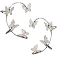 thumbnail image 1 of 1 par de pendientes de mariposa con puños de circonitas, pendientes de mariposa que se envuelven alrededor de las orejas, pendientes de mariposa, clips de oreja de mariposa de circonitas brillantes, pendientes vintage (plata) JM, 1 of 4