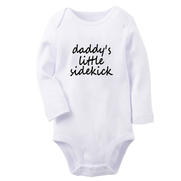 Daddy's Little Sidekick Funny Rompers, Newborn Baby Unisex Bodysuits, Infant Jumpsuits, Toddler 0-12 Months Kids Long Sleeves Oufits (White, 6-12 Months)