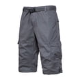 thumbnail image 5 of CHEEREAM Mens Outdoor Cargo Capri Pants Relaxed Fit Multi-Pocket 3/4 Long Shorts Cotton Twill Beach Hiking Travel Shorts Gray XL, 5 of 5
