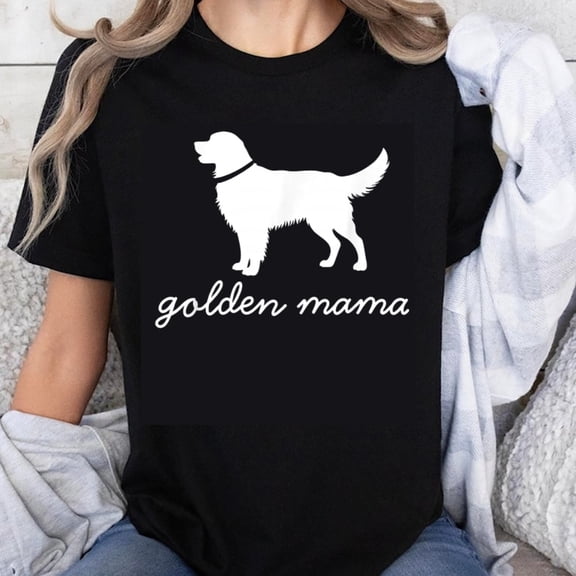 100% Cotton Golden Retriever Mama Dog Print T-Shirt